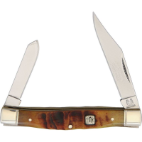 Rough Rider 1596 Stockman Folding Pocket Knife with Brown Ram's Horn Handle