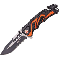 MTech A865EMO Rescue EMT Assisted Opening Part Serrated Linerlock Folding Pocket Knife