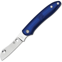 Spyderco 189PBL Roadie Plain Folding Pocket Knife with Blue FRN Handle