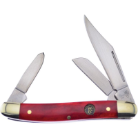 Frost TS797RSB Wrangler Folding Pocket Knife with Red Smooth Bone Handle