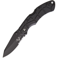 V NIVES 30206 Rocky II Lockback Black Finish Knife with Black Sculpted FRN Handle