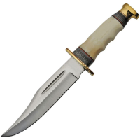 Pakistan 203412BO Satin Fixed Blade Knife Bowie Bone Handles