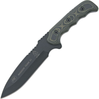 TOPS MT21 Mission Team 21 Carbon Fixed Blade Knife Green and Black Handles