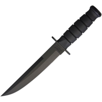 Ka-Bar 1266 Black Fixed Blade Knife Black Rubberized Synthetic Handles
