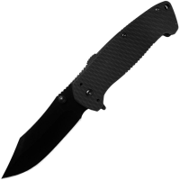 ABKT Tac 060 Night Stroke Assist Open Black Linerlock Knife Black Handles