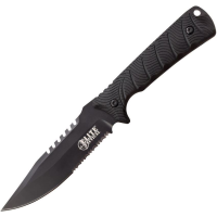 Elite Tactical FIX005BKS Tactical Bowie Serrated Black Fixed Blade Knife Black Handles