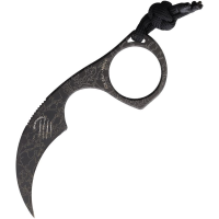 Bastinelli Creations 05S Diagnostic Karambit Skull One Piece Black Fixed Blade Knife Black Handles