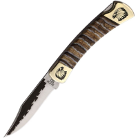 Yellowhorse 426 Eagle Custom Buck 110 Lockback Knife Brown Mammoth Handles