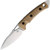 Fobos 054 Cacula Tumbled Fixed Blade Knife Natural Micarta with Black Handles