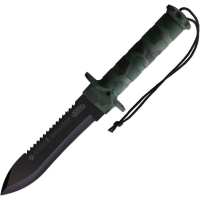 Aitor 16201C Bucanero Black Sawback Fixed Blade Knife Camo Handles