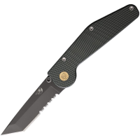 GT Knives 312 Auto Part Serrated Tanto Button Lock Knife Green Handles