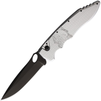 Piranha P11ST Auto Mini Predator Black Spear Point Button Lock Knife Silver Handles