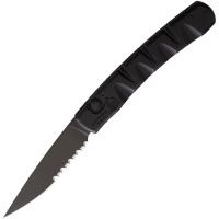 Piranha P15BKTS Auto Virus Button Lock Serrated Black Knife Black Handles