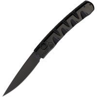 Piranha 15BKT Auto Virus Black Button Lock Knife Black Handles