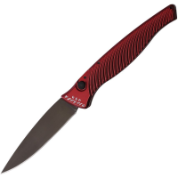 Piranha 16RT Auto DNA Black Button Lock Knife Red Handles