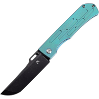 Kansept 1041A4 Reedus Black Framelock Knife Green Handles