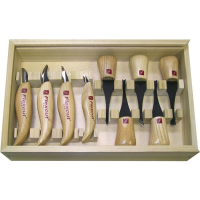 Flexcut KN700 Deluxe Palm and Knife Set Carbon Steel Blade with Wood Handle