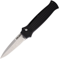 Piranha P6BK Auto Bodyguard Stonewash Knife Black Handles