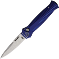 Piranha 7B Auto Miniguard Stonewashed Button Lock Knife Blue Handles
