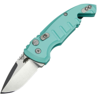 Hogue 24123 Auto A01 Microswitch Button Tumbled Drop Point Knife Teal Handles