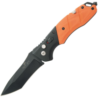 Bear & Son AC510B4OR Auto Bold Action V Button Lock Black Knife Black and Orange Handless