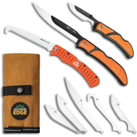 Outdoor Edge RGP1 Razor Guide 65Mn Chrome Folding Knife Set Orange Grn Handles