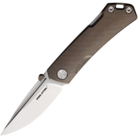 Real Steel 7092 Luna Maius Backlock Satin Folding Knife Bronze Handles