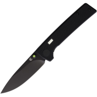 Glow Rhino 103 Fermi Black Linerlock Knife Green Handles