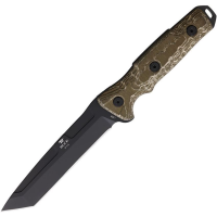 Buck 893BO Ground Combat Black Tanto Fixed Blade Knife Green Handles