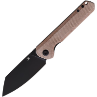 Kansept 1028A1 Bulldozer Black Framelock Knife Brown Handles
