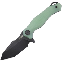 Kubey 230D Golf EDC Black Stonewash Fixed Blade Knife Jade Handles