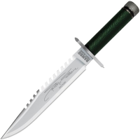 Rambo 9431 Mini Rambo First Blood Bowie Satin Fixed Blade Knife OD Green Handles