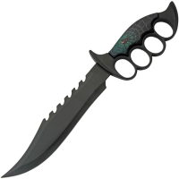 China Made 211530CC Bowie Black Fixed Blade Knife Creepy Crawler Black Handles