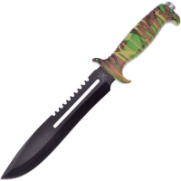 Frost 18431CA Jungle Fever IV Bowie Black Fixed Blade Knife Camo Handles