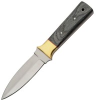 Pakistan 203493 Boot Satin Fixed Blade Knife Gray Handles