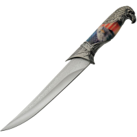 China Made 211533 Eagle Bowie Fixed Blade Knife Silver Handles