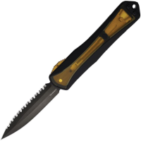 Heretic 0326CU Auto Manticore X OTF Ultem Serrated Black Knife Black Handles