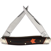Rough Rider 2302 Desert Fox Muskrat Satin Folding Knife Black/Orange Handles