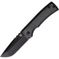 Chaves Ultramar 001 Kickstop Black Stonewashed Drop Point Framelock Knife Black Micatra Handles