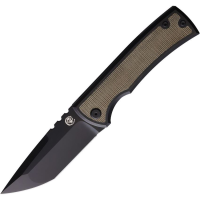 Chaves Ultramar 006 Kickstop Black Stonewashed Tanto Framelock Knife Green Handles