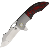 Red Horse Knife Works 033 War Pig Framelock Knife Gray Titanium Black/Red Carbon Fiber Handles
