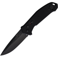 Bear & Son AC521B4B Auto Bold Black Button Lock Knife Black Handles