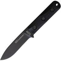 Ek 51 Short Drop Point Carbon Fixed Blade Knife Black Handles