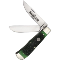 Queen PSB206L Two Blade Lockback Knife Green Bone Handles