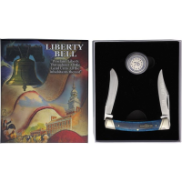 Rough Rider 2513 Patriot Series Moose Satin Folding Knife Blue Handles