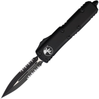 Microtech 2322T Auto UTX-85 Black Part Serrated Double Edge OTF Knife Black Handles