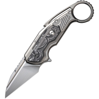 We 220213 Yardbird Satin Button Lock Knife Alum Foil Carbon Fiber Handles