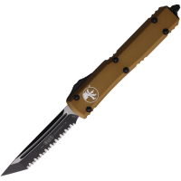 Microtech 1233TA Auto UTX-85 Two Tone Serrated Tanto Edge OTF Knife Tan Handles