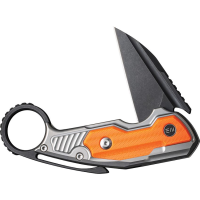 We 220211 Yardbird Black Stonewashed Button Lock Knife Orange Handles