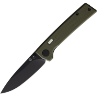 Glow Rhino 109 Fermi Black Linerlock Knife Black/OD Green Handles